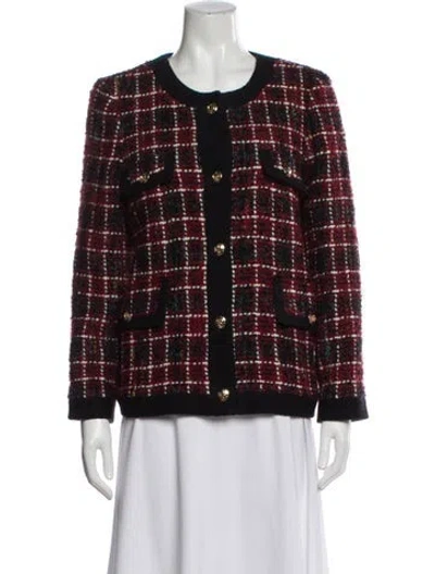 Pre-owned Anine Bing Wool Plaid Print Evening Jacket In Red