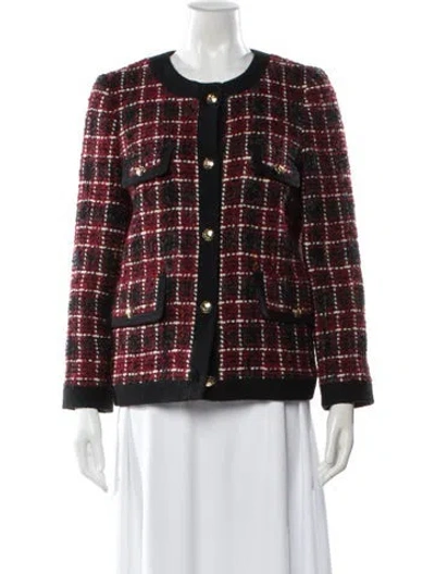 Pre-owned Anine Bing Wool Plaid Print Evening Jacket In Red