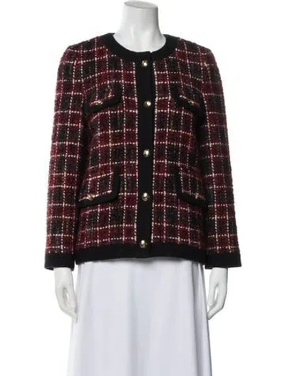 Pre-owned Anine Bing Wool Plaid Print Evening Jacket W/ Tags In Red