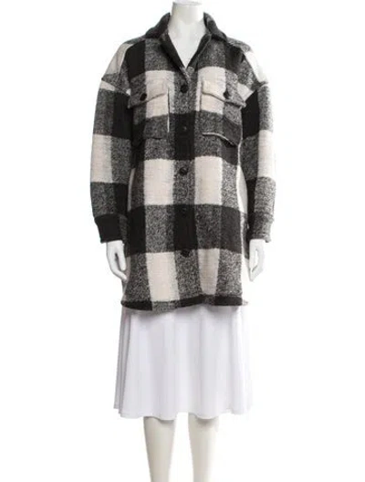 Pre-owned Anine Bing Wool Plaid Print Jacket In Brown