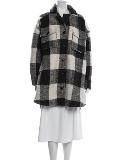 Pre-owned Anine Bing Wool Plaid Print Jacket In Gray