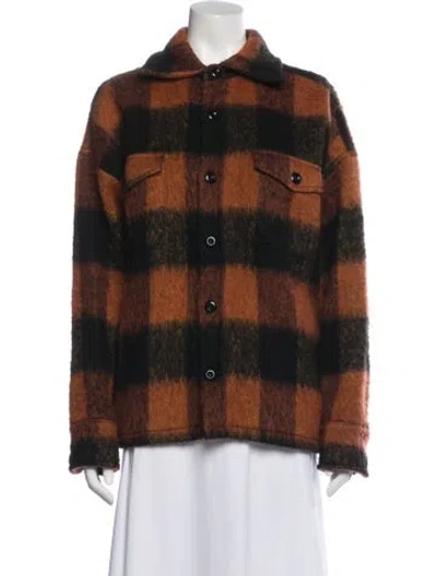 Pre-owned Anine Bing Wool Plaid Print Jacket In Orange