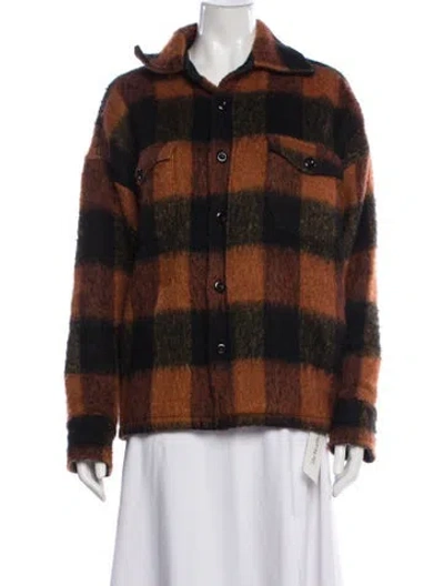 Pre-owned Anine Bing Wool Plaid Print Jacket In Orange