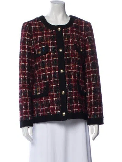 Pre-owned Anine Bing Wool Plaid Print Jacket In Red