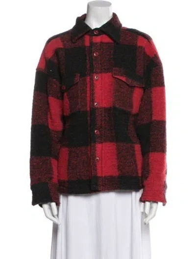 Pre-owned Anine Bing Wool Plaid Print Jacket In Red