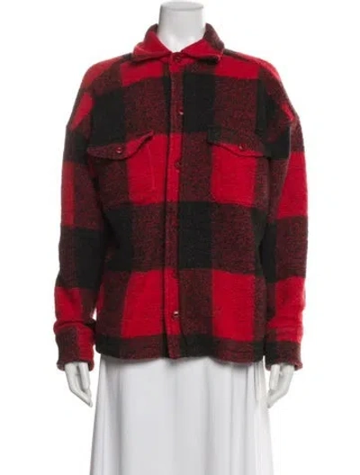 Pre-owned Anine Bing Wool Plaid Print Jacket In Red