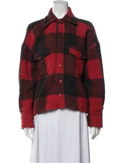 Pre-owned Anine Bing Wool Plaid Print Top In Red