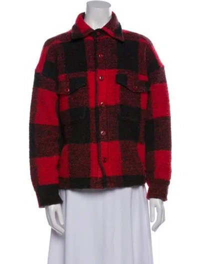 Pre-owned Anine Bing Wool Plaid Print Utility Jacket In Multi