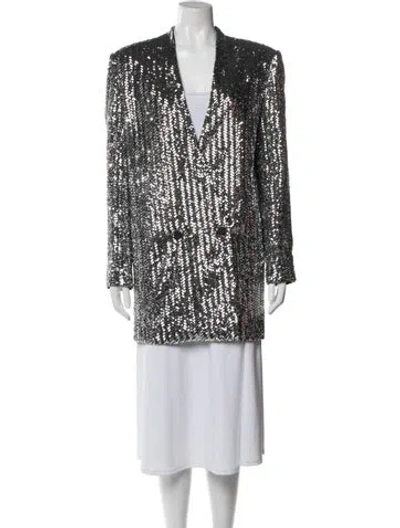 Pre-owned Anine Bing Wool Printed Evening Jacket In Silver