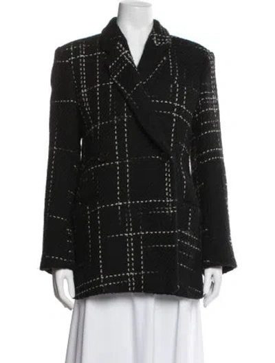Pre-owned Anine Bing Wool Striped Coat In Black