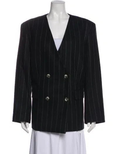Pre-owned Anine Bing Wool Striped Evening Jacket W/ Tags In Black
