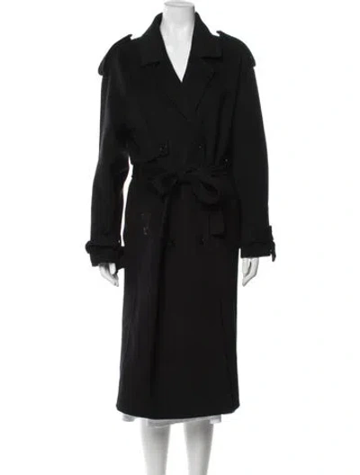 Pre-owned Anine Bing Wool Trench Coat In Black
