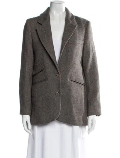 Pre-owned Anine Bing Wool Tweed Pattern Blazer In Gray