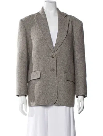 Pre-owned Anine Bing Wool Tweed Pattern Blazer In Neutral
