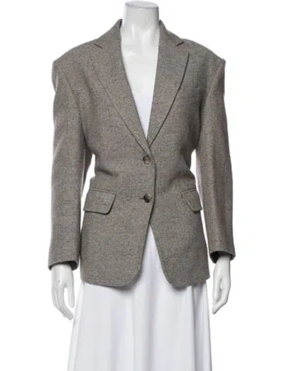 Pre-owned Anine Bing Wool Tweed Pattern Blazer In Neutral