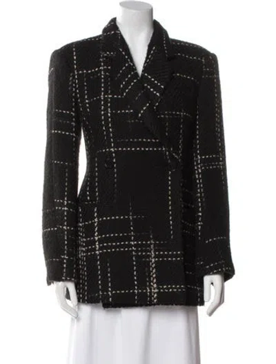 Pre-owned Anine Bing Wool Tweed Pattern Coat In Black