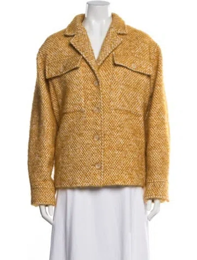 Pre-owned Anine Bing Wool Tweed Pattern Coat In Yellow