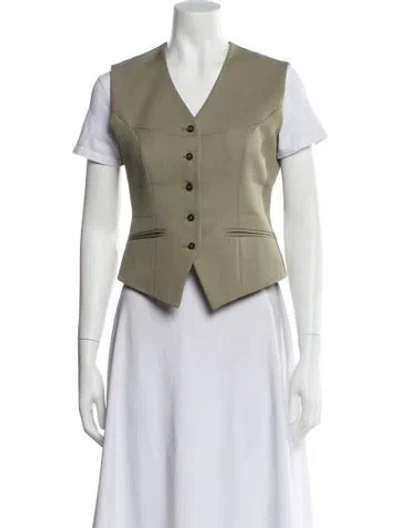 Pre-owned Anine Bing Wool V-neck Top In Green