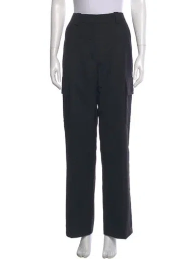 Pre-owned Anine Bing Wool Wide Leg Pants In Black