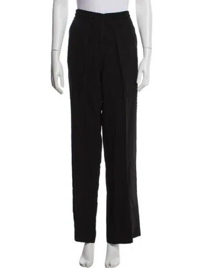 Pre-owned Anine Bing Wool Wide Leg Pants In Black