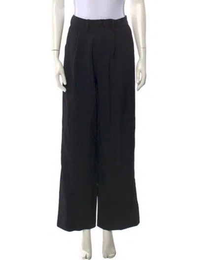 Pre-owned Anine Bing Wool Wide Leg Pants In Black