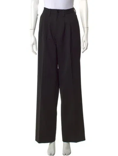 Pre-owned Anine Bing Wool Wide Leg Pants In Black