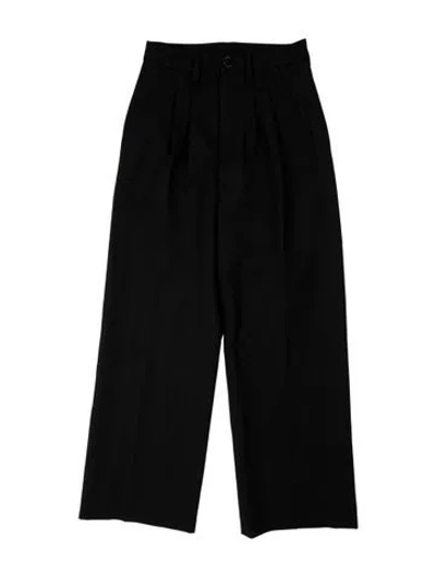 Pre-owned Anine Bing Wool Wide Leg Pants In Black
