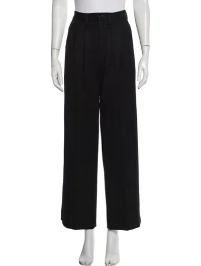 Pre-owned Anine Bing Wool Wide Leg Pants In Black