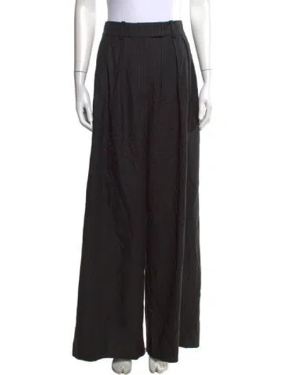 Pre-owned Anine Bing Wool Wide Leg Pants In Black