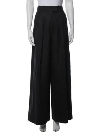 Pre-owned Anine Bing Wool Wide Leg Pants In Black