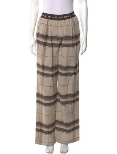 Pre-owned Anine Bing Wool Wide Leg Pants In Brown