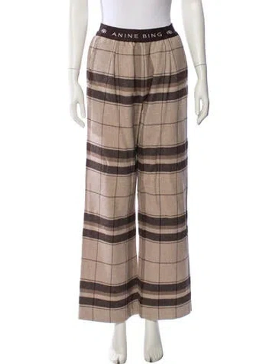 Pre-owned Anine Bing Wool Wide Leg Pants In Brown