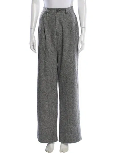 Pre-owned Anine Bing Wool Wide Leg Pants In Gray
