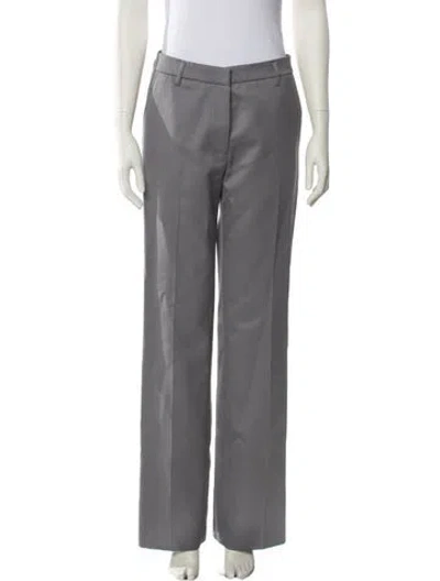 Pre-owned Anine Bing Wool Wide Leg Pants In Gray