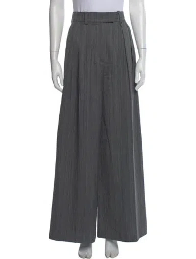 Pre-owned Anine Bing Wool Wide Leg Pants In Gray