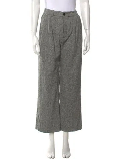Pre-owned Anine Bing Wool Wide Leg Pants In Grey