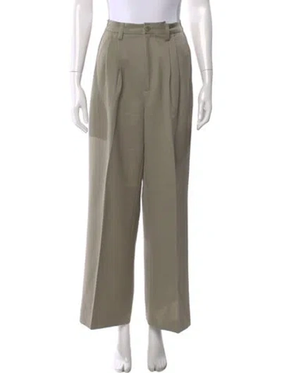 Pre-owned Anine Bing Wool Wide Leg Pants In Neutral