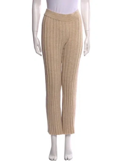 Pre-owned Anine Bing Wool Wide Leg Pants In Neutral
