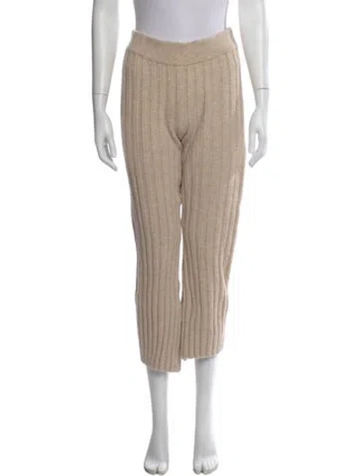 Pre-owned Anine Bing Wool Wide Leg Pants In Neutral