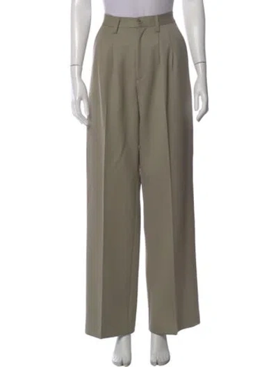 Pre-owned Anine Bing Wool Wide Leg Pants In Neutral