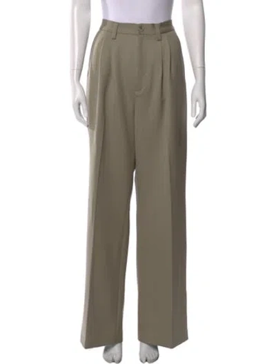 Pre-owned Anine Bing Wool Wide Leg Pants In Neutral