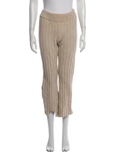 Pre-owned Anine Bing Wool Wide Leg Pants In Neutrals