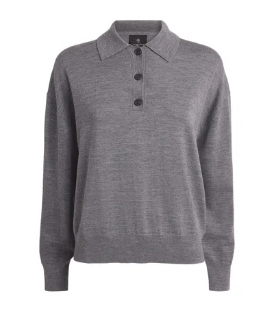 Anine Bing Wool-cashmere Lee Polo Sweater In Grey