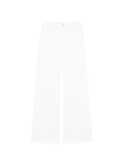Anine Bing Wyatt Raw-cut Denim Jeans In White