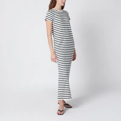 Anine Bing Striped Casual Dress Round Neck Short Sleeves In Multi