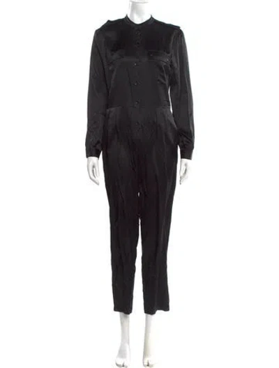 Pre-owned Anine Bing X Helena Christensen Silk Crew Neck Jumpsuit In Black