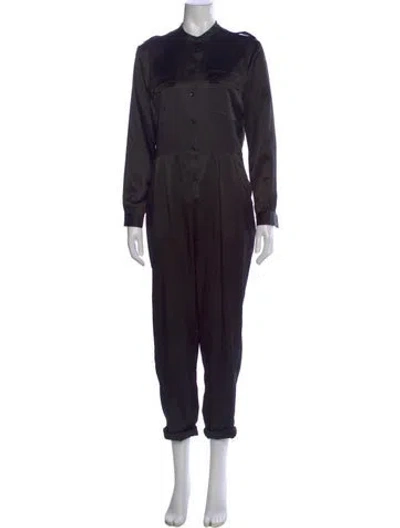 Pre-owned Anine Bing X Helena Christensen Silk Crew Neck Jumpsuit In Black