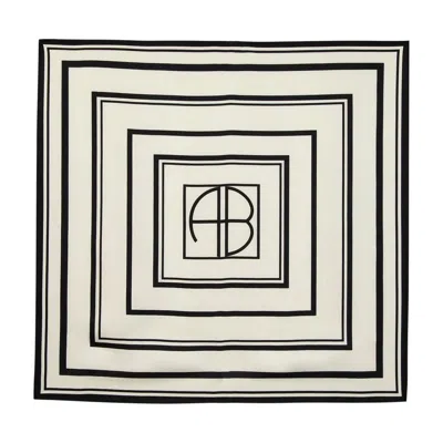 Anine Bing York Monogram Scarf - Silk - Printed In Multi