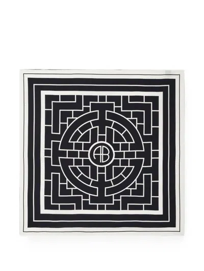 Anine Bing York Silk Scarf In Black