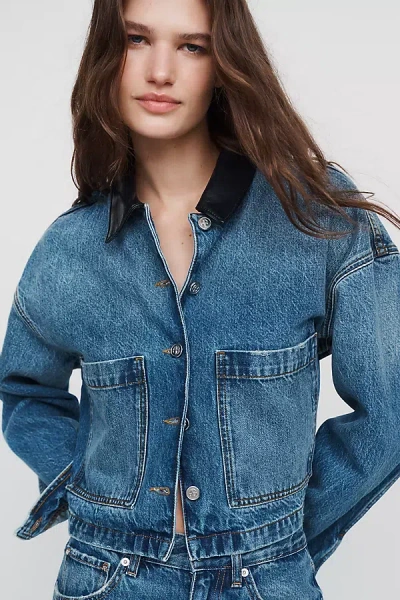 Anine Bing Yuma 100% Cotton Jacket In Medium Wash